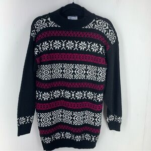 Vtg World Trade Knits Sweater Pullover Mock Neck‎ USA Fair Isle Tunic